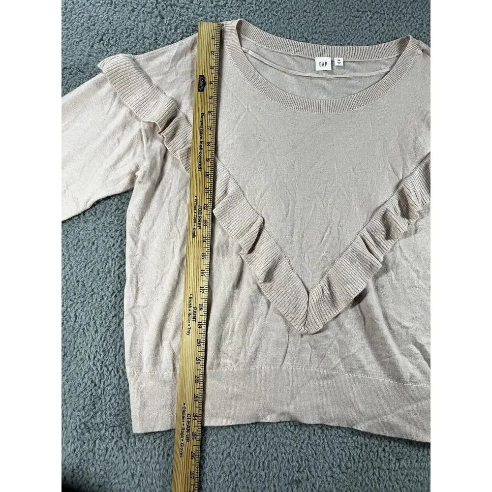Gap Sweater Women 2XL Merino‎ Wool Boat Neck Ruffle Cottagecore Peasant Casual